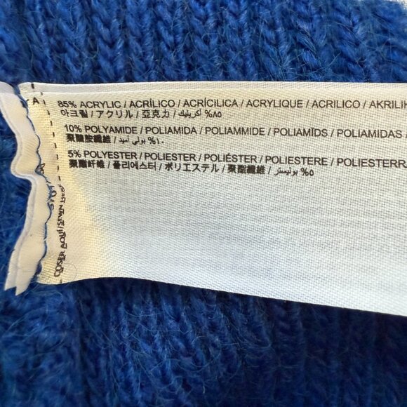 MNG Mock Neck Knit Sweater Pullover Women's Small Blue Chunky Oversized Comfy - Picture 12 of 14